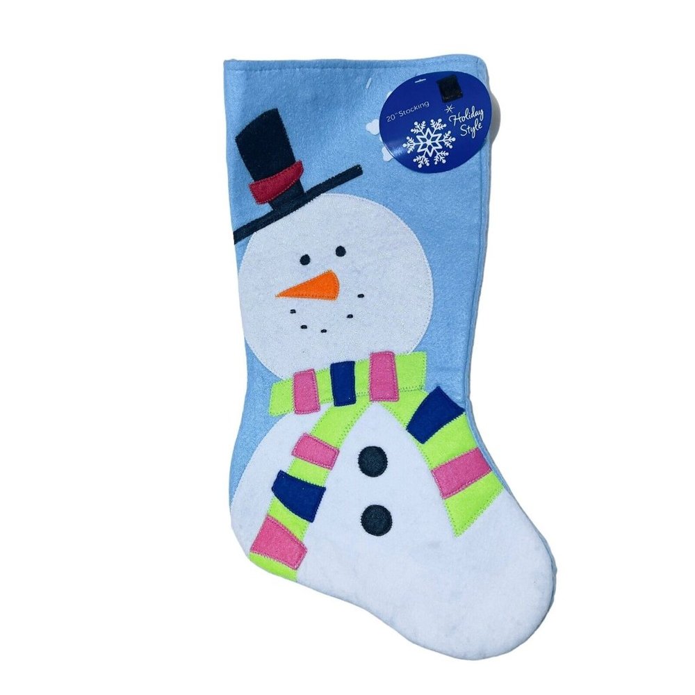 Holiday Style 20" Christmas Snowman Stocking Holiday‎ Top Hat Snowing NEW